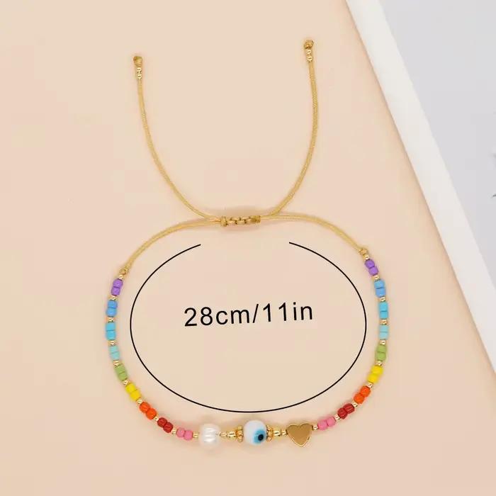 Go2boho mauvais œil plaqué or Bracelet de perles à breloques femmes Pulsera bijoux à la main chaîne Boho coloré Miyuki