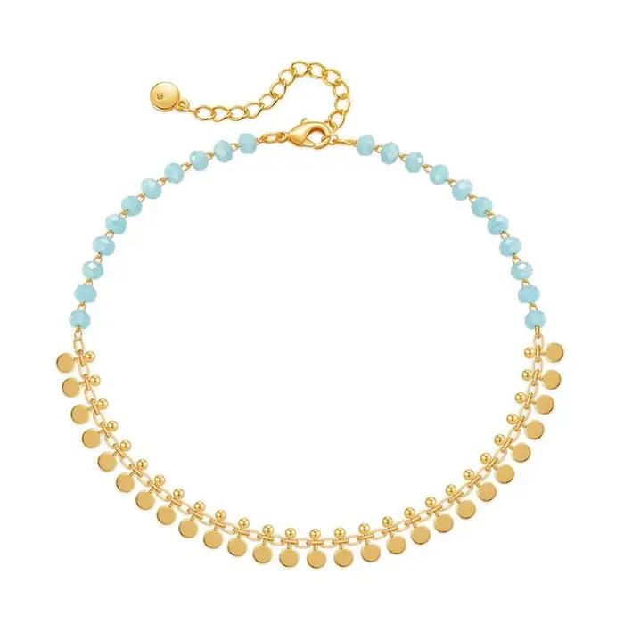 Bracelet de cheville en zircone cubique bleu boho chic pour femmes toutes occasions spéciales