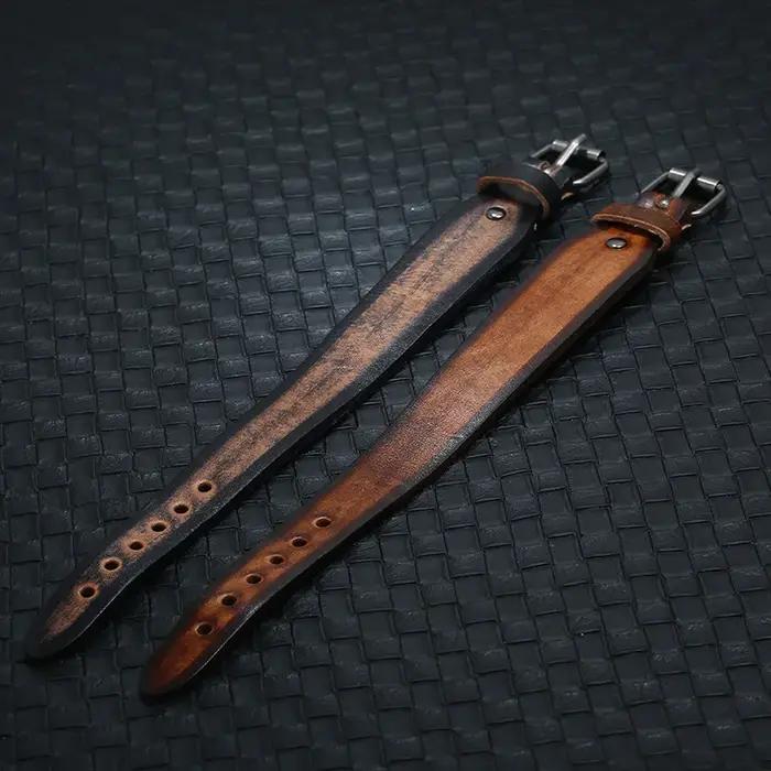 Bracelet rétro en cuir véritable pour hommes et femmes