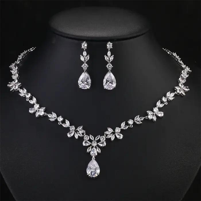 ZAKOL marque de luxe AAA Zircon boucles d'oreilles collier ensemble de bijoux magnifique cristal dubaï