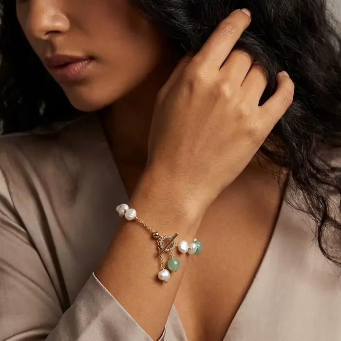 Bracelet élégant en perles d'imitation baroque irrégulières pour femmes
