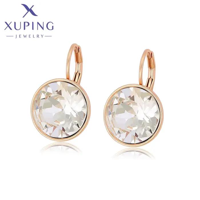 Bijoux Xuping, nouveaux charms élégants et tendance, boucles d'oreilles rondes en cristal, boucles d