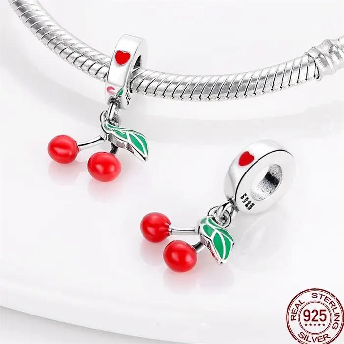 Bracelet original 925 en argent sterling avec perles de tulipe et breloque chat pour femmes occasions spéciales
