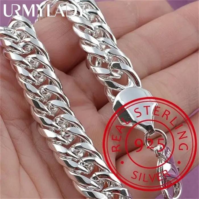 Bracelet Carré en Argent Sterling 925 Noble pour Femmes et Hommes Style Mode Occasion Mariage Bijou Élégant à la Mode pour Célébration