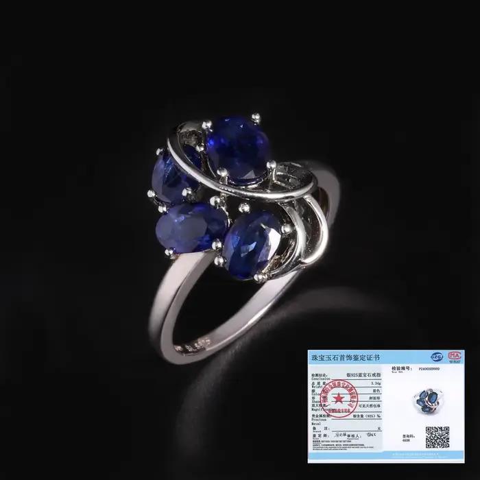Bague en argent sterling 925 saphir bleu élégante à offrir pour femme occasions spéciales partis soirées prestige fiançailles mariage