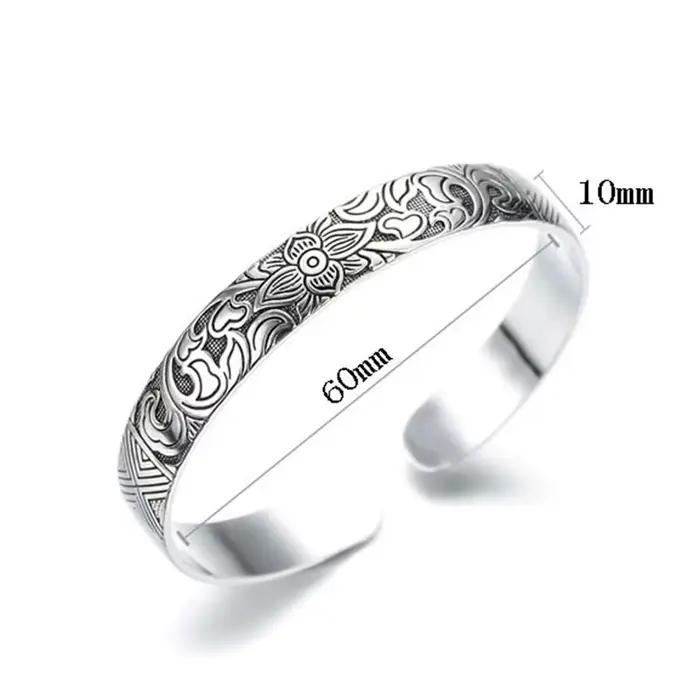 Bracelet fleur de lotus plaqué argent réglable pour femmes élégantes et symbolique occassions spéciales fleur de lotus vintage design unique