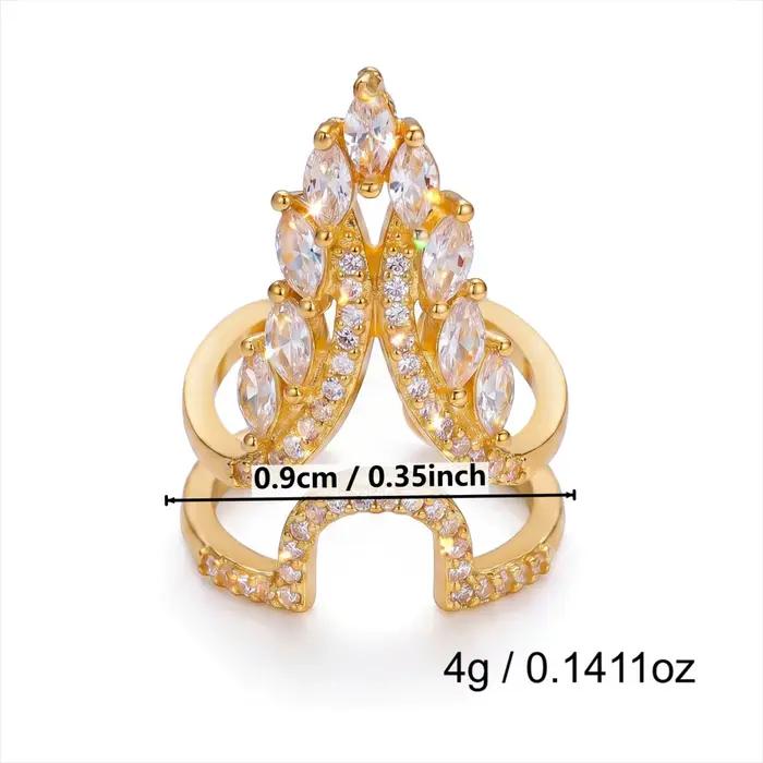 Bagues créatives en zircon cubique en forme de couronne de fleurs pour femmes et hommes