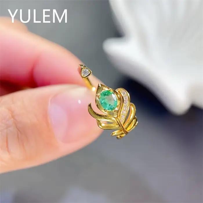YULEM – émeraude naturelle 4x5mm pour femmes, bague de mariage en argent massif 925, rubis, pour usage quotidien, meilleur cadeau