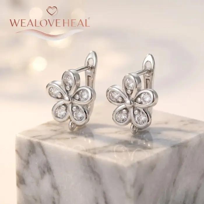 Crochets de boucles d'oreilles à levier en forme de fleur en laiton plaqué or 18 carats pour création de bijoux artisanaux DIY