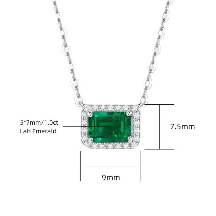 M-JAJA 1ct pendentif émeraude collier S925 en argent Sterling laboratoire cultivé collier de pierres