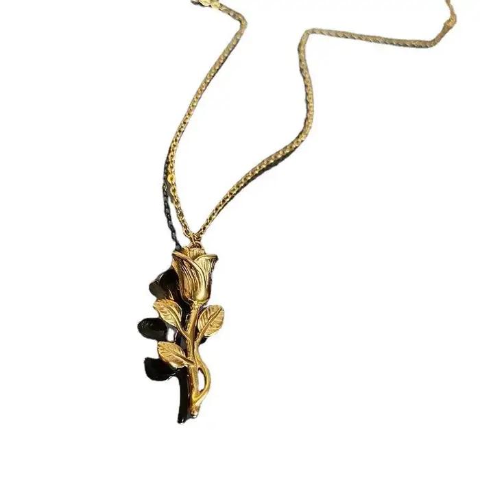 Nouveau collier de fleur de tulipe titane acier mode tendance