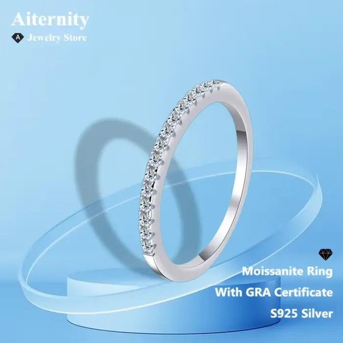 D VVS1 bague Moissanite 925 argent Sterling avec certificat GRA bande d'éternité bagues de fiançailles de mariage pour femmes et hommes