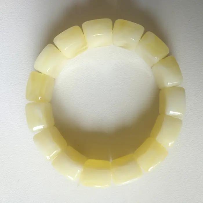 Bracelet large élastique en ambre de la Baltique naturel pour hommes et femmes