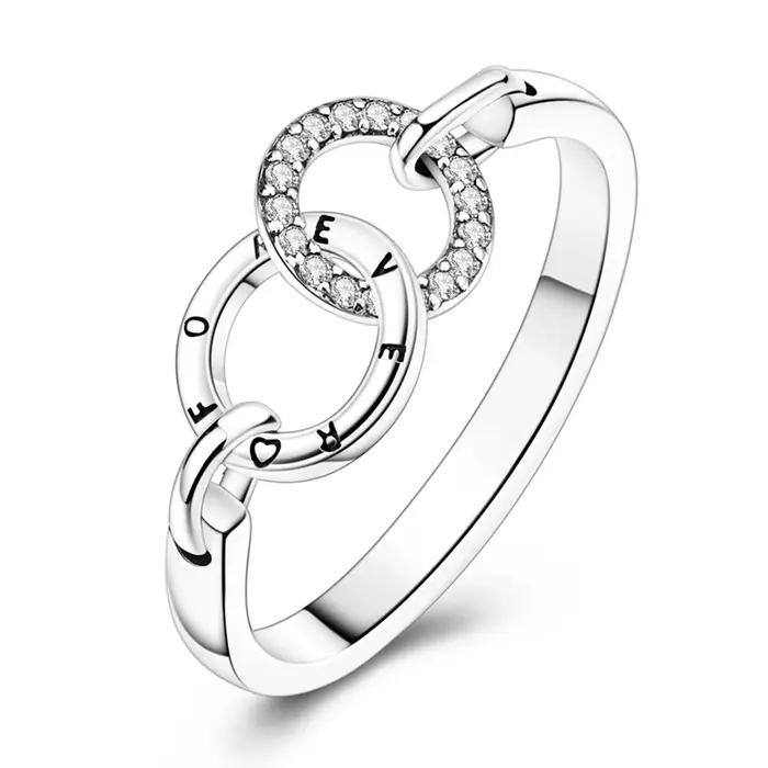 Bague circulaire mobile scintillante en argent Sterling 925