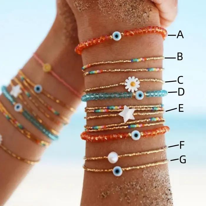 Bracelet mauvais œil en perles de cristal pour femme