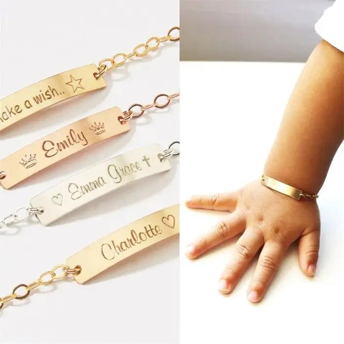 Bracelet lettre bijoux bébé nom personnalisé Bracelets or charme enfant ID Bracelet en acier inoxyda