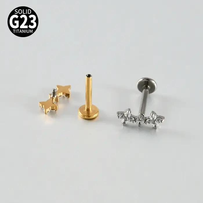 Boucles d'oreilles Dreamlee en titane style moderne triangle zircone cubique pour piercing cartilage tragus helix lobe ajustement supérieur femme occasions spéciales