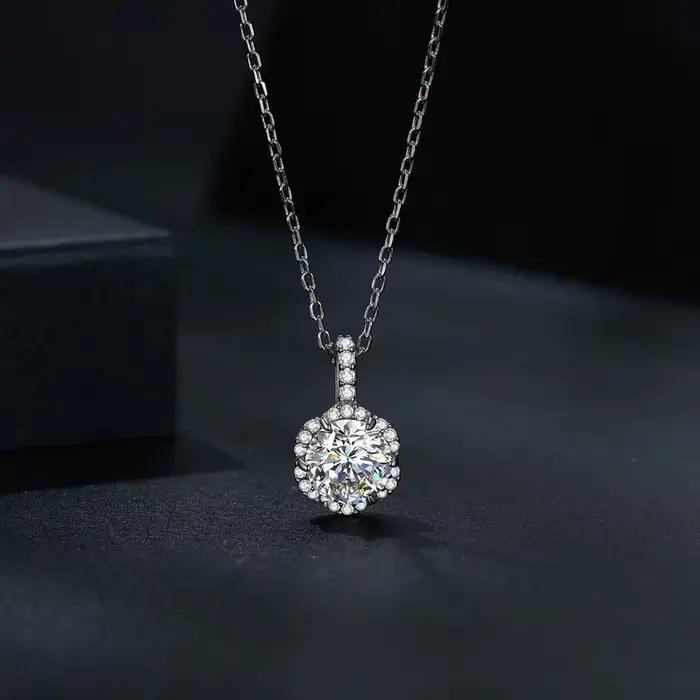 Bamoer U – collier Moissanite 1CT en argent Sterling 925