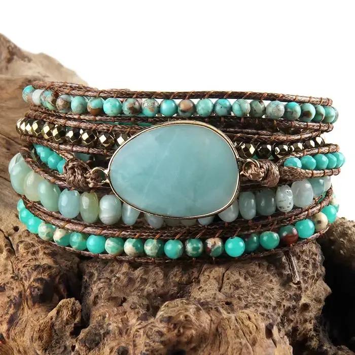 RH mode Handma bohème bijoux Boho Bracelet mixte pierres naturelles charme 5 brins Bracelets d'envel