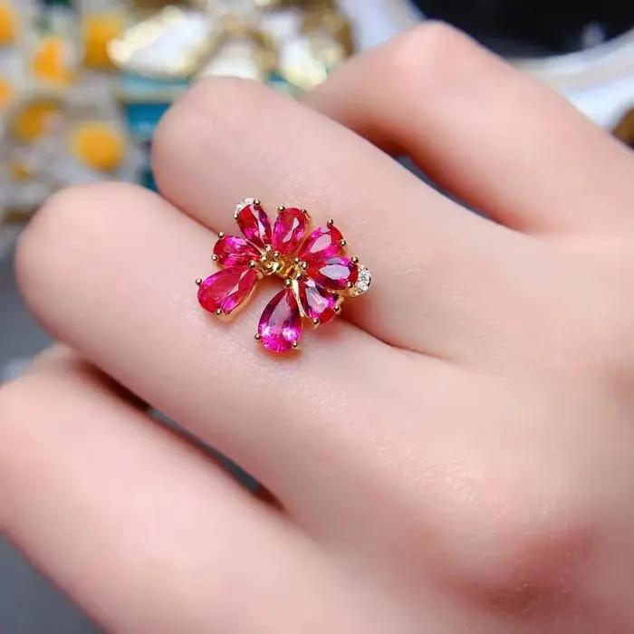MeiBaPJ-Boucles d'oreilles en topaze rose naturelle pour femme