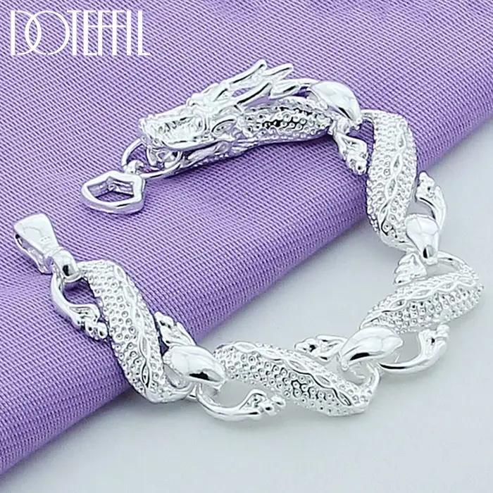 DOTEFFIL – Bracelet manchette Dragon en argent Sterling 925, breloque pour hommes et femmes, bijoux