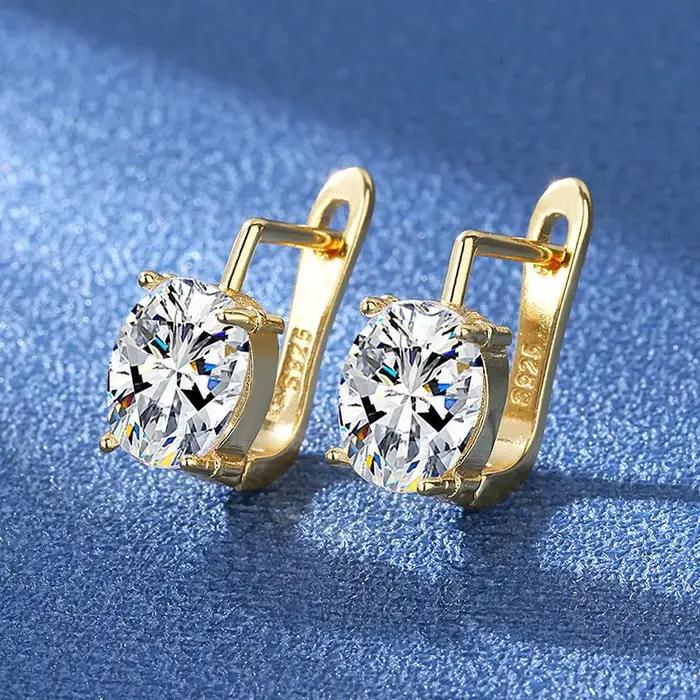 Boucles d'oreilles en argent sterling 925 avec zircone et cristal pour femme