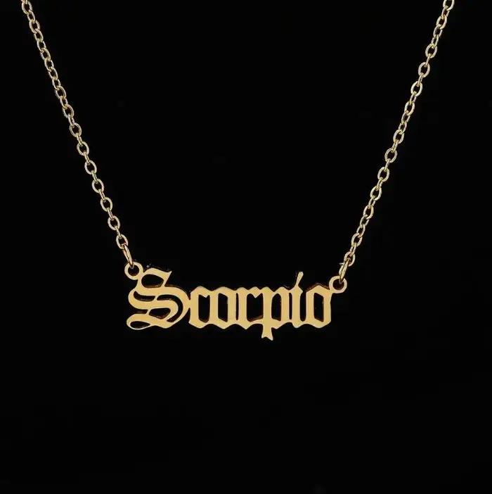 Collier lettre du zodiaque en acier inoxydable
