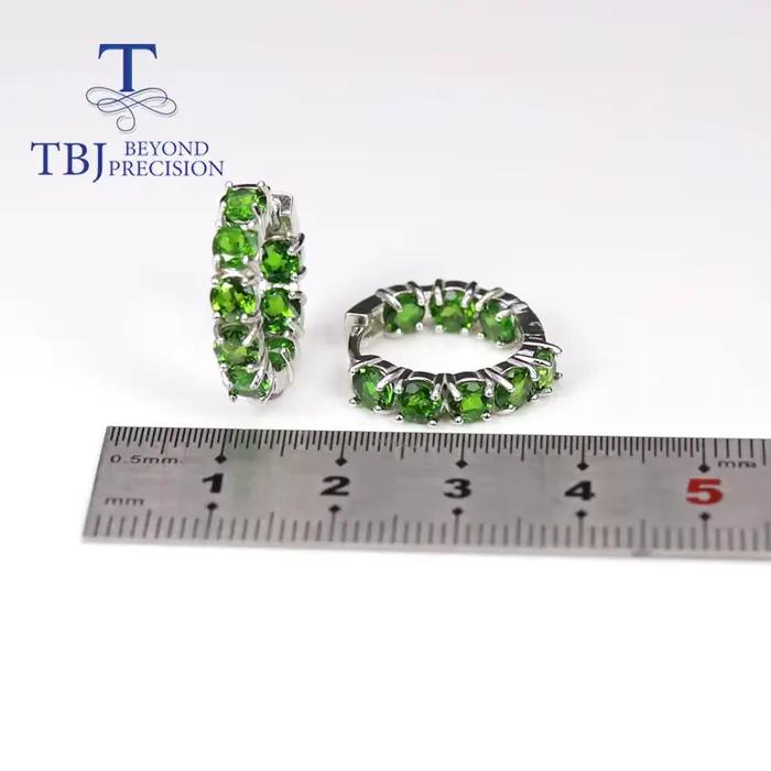 Boucles d'oreilles en diopside naturel rond de 4.0mm, design tendance, bijoux fins pour femmes, en argent sterling 925, 2026
