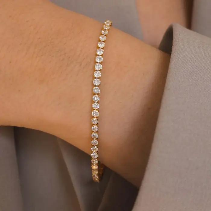 Collier Tennis pour Femme Plaqué Or 14K/Argent