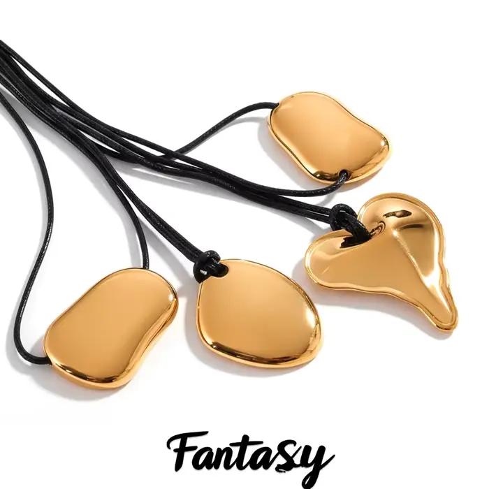 Collier Long superposé en cuir noir pour femmes