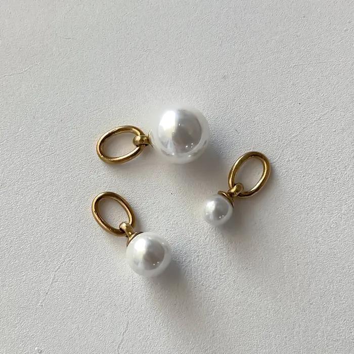 EManco – Lot de 3 breloques en perles d'imitation cultivées avec anneaux de jonction en acier inoxydable pour colliers