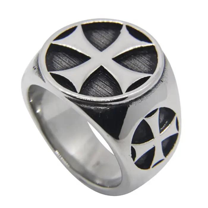 Bague croisée solide en acier inoxydable 316L, bijoux à la mode, Style Punk, croix de jésus pour hom