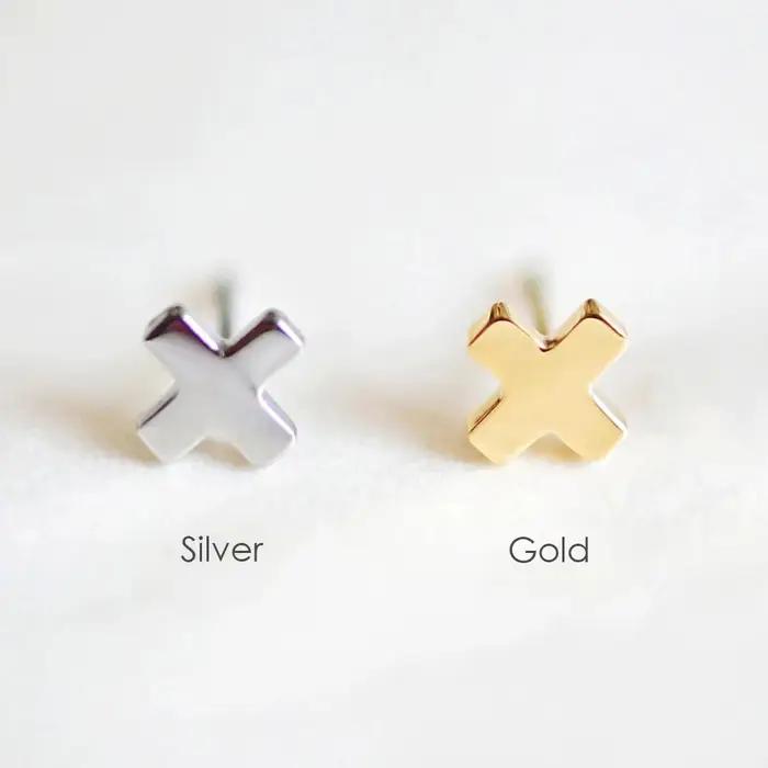 E-Manco-Boucles d'oreilles minimalistes en forme de X pour femmes