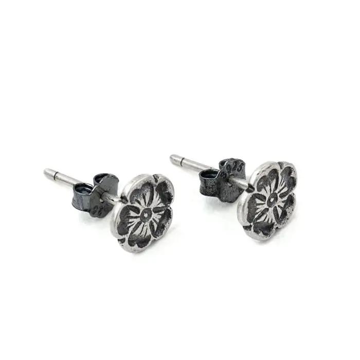Boucles d'oreilles vintage en forme de fleur de rose en argent sterling 925 pour femmes et hommes occasionnelle punk chic à offrir