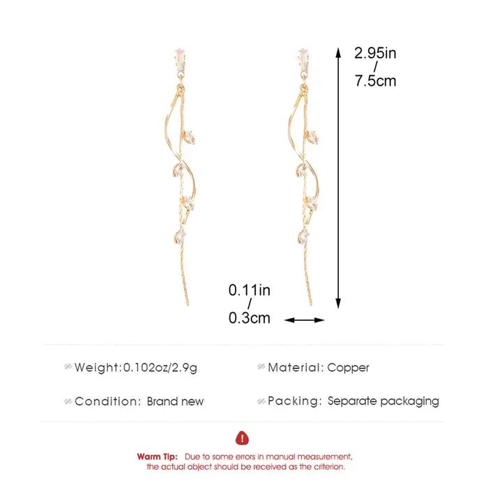 Mode coréenne luxe longues boucles d'oreilles à pampilles pour les femmes Ins rotatif torsadé Zircon