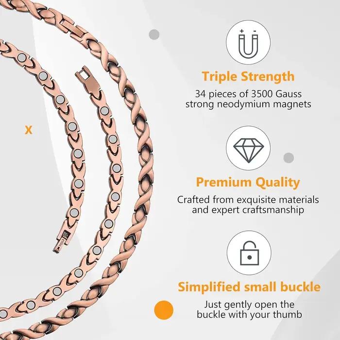 Collier Magnétique en Cuivre Aradoo Goutte d'Eau Design Élégant Pour Hommes et Femmes Occasions Spéciales