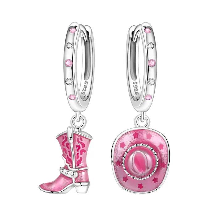PANPOKI – boucles d'oreilles en argent Sterling 925, denim rose, personnalisées, pour femmes, bijoux originaux, à la mode, pour fête, cadeaux fins