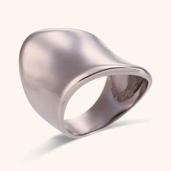 La. Muses – bague minimaliste en acier inoxydable pour femmes, Surfaces lisses géométriques, bijoux