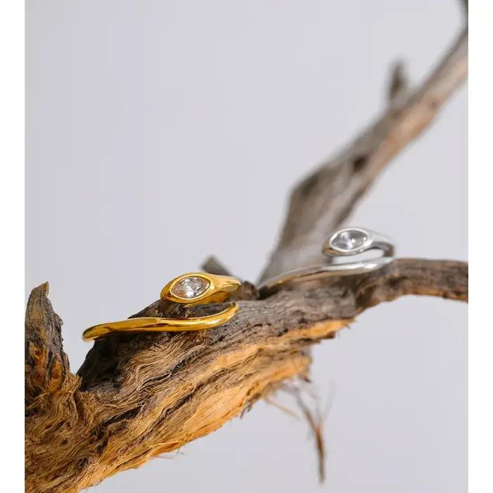 Yhpup – bague serpent réglable en acier inoxydable et zircone