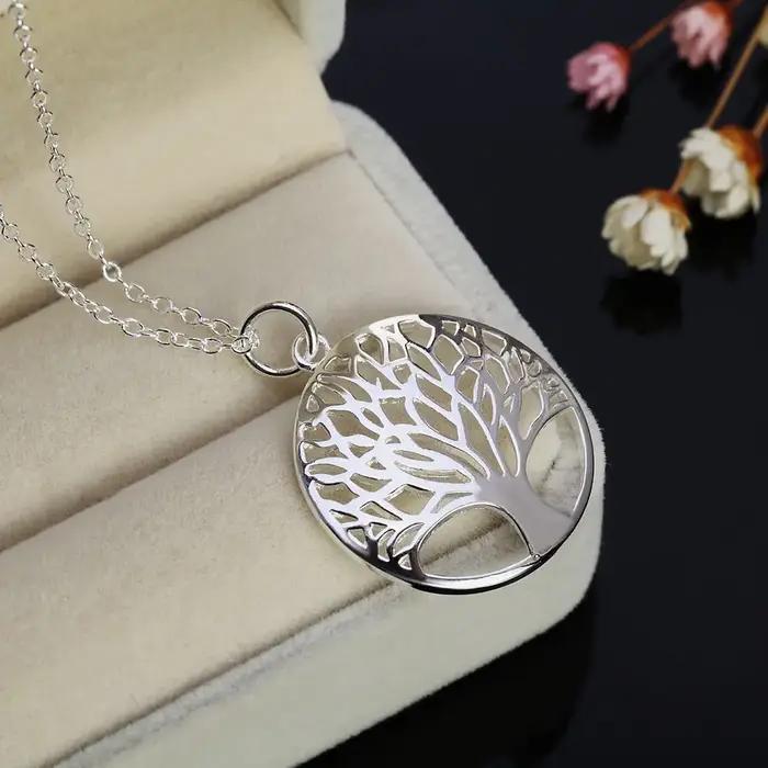 Ensemble de collier et boucles d'oreilles rondes en argent Sterling 925 pour femmes