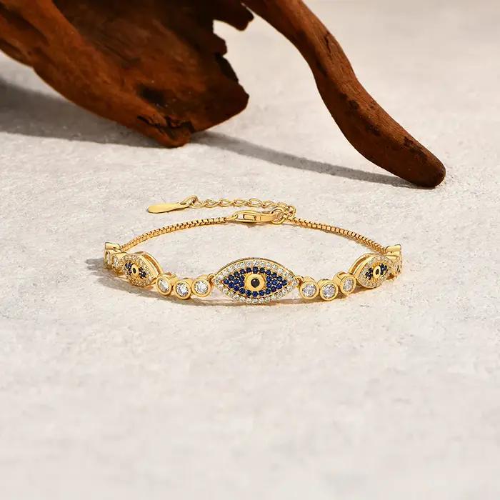 ATTAGEMS – Bracelet à breloques mauvais œil en argent Sterling s925