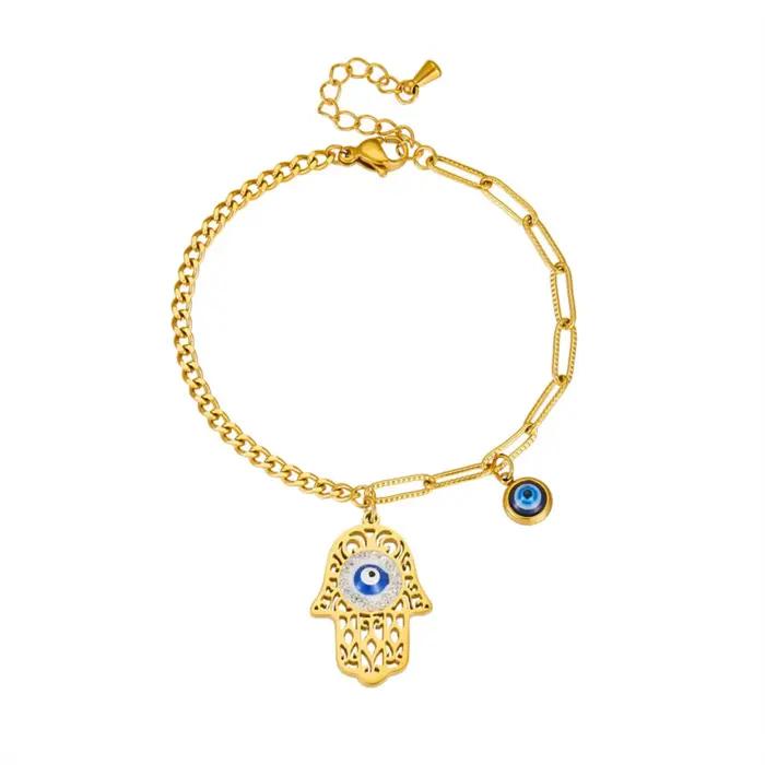 Hamesh main de Fatima mauvais œil Bracelet pour femmes hommes amulette cadeau bijoux en acier inoxyd