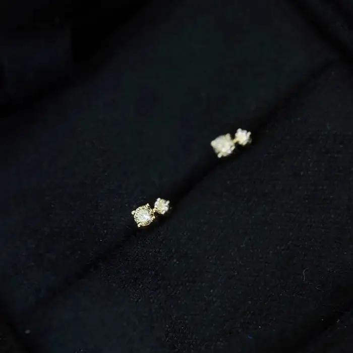 IMini – boucles d'oreilles en argent Sterling 925 pour femmes, plaqué or 18 carats, zircon géométriq