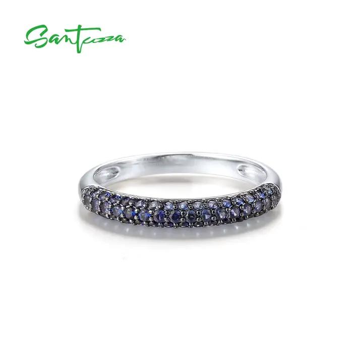 SANTUZZA-Bagues en Argent Sterling 925 group pour Femme, Joaillerie Fine pour Travailleurs Délicats, Saphir Bleu Créé, Rotterdam Kling, Simplicité