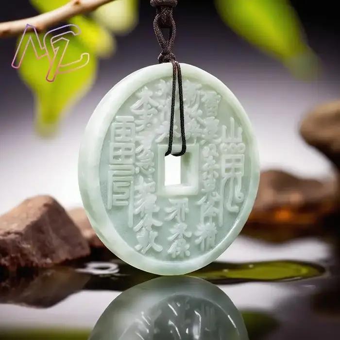 Collier pendentif en argent de Jade véritable naturel