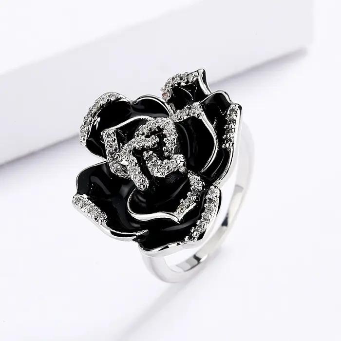 Bagues en forme de fleur rose pour femme