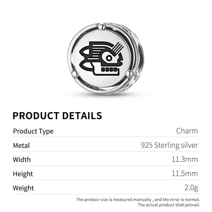 Breloque symbole aztèque Malinalli en argent Sterling 925
