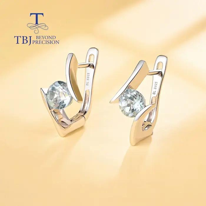 2026, boucles d'oreilles simples et élégantes en topaze bleu ciel naturel pour filles et femmes, bijoux fins en argent sterling 925, cadeaux