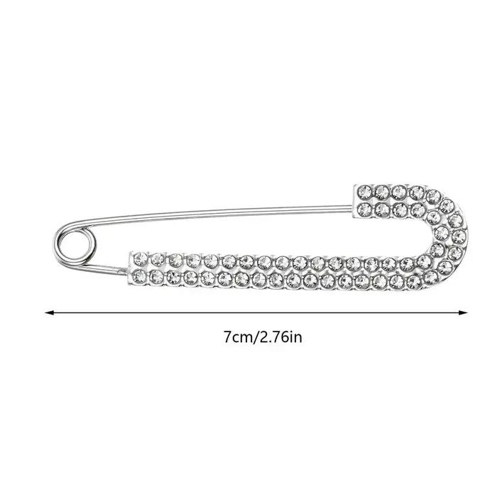 1 pièce Broches en strass avec boucle argentée Grandes broches de bijouterie luxueuses pour femme, épingles de sûreté brillantes pour foulard, style mode