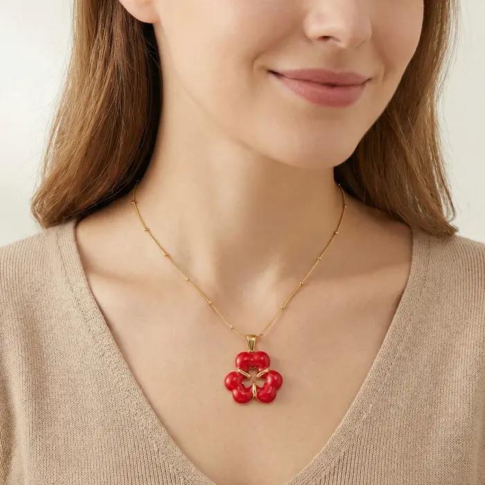 Collier trèfle porte-bonheur plaqué or 18 carats acier inoxydable hypoallergénique pour femme occasions spéciales élégant bijou cadeau